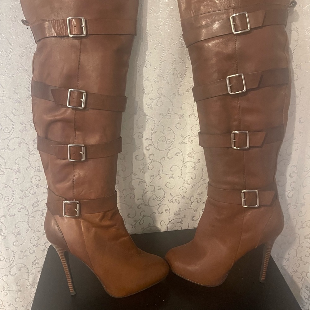 BCBGeneration Women’s Over the Knee Brown Leather Boots Size 7.5
